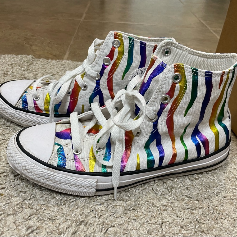 Converse high tops-rainbow zebra print